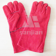 Pink Split Leather Ab/Bc Grade Welding Safety Glove with CE